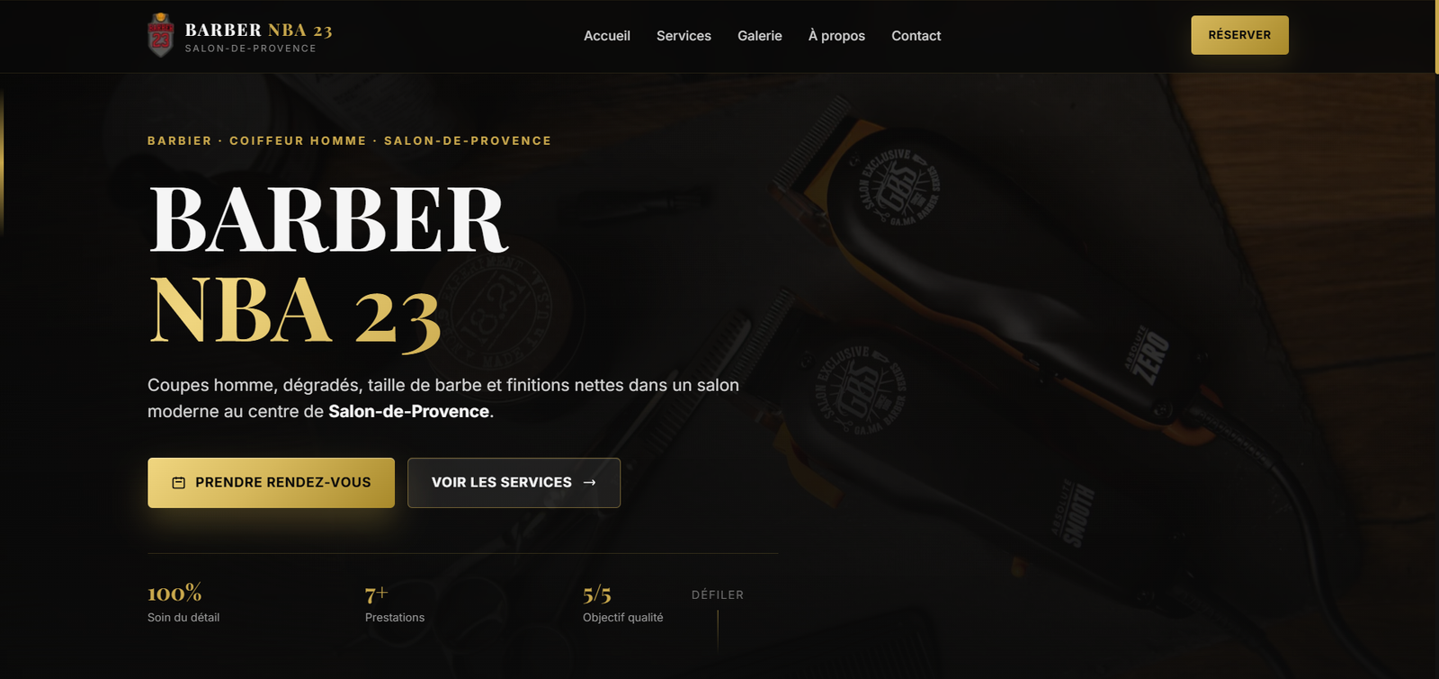 Aperçu du projet Barber NBA 23 — Landing page vitrine