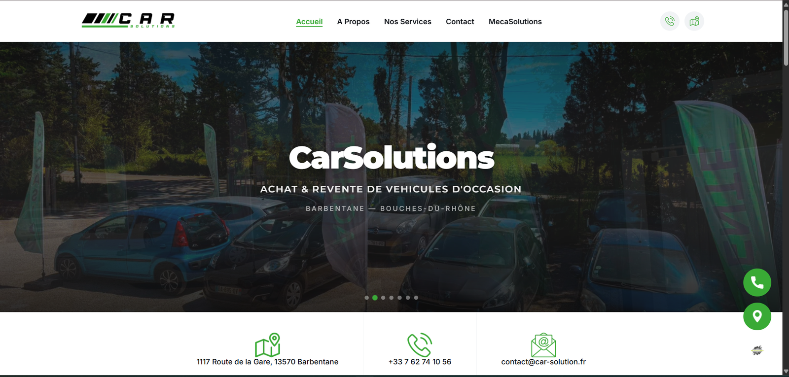 Aperçu du projet CarSolutions — Site vitrine multipage