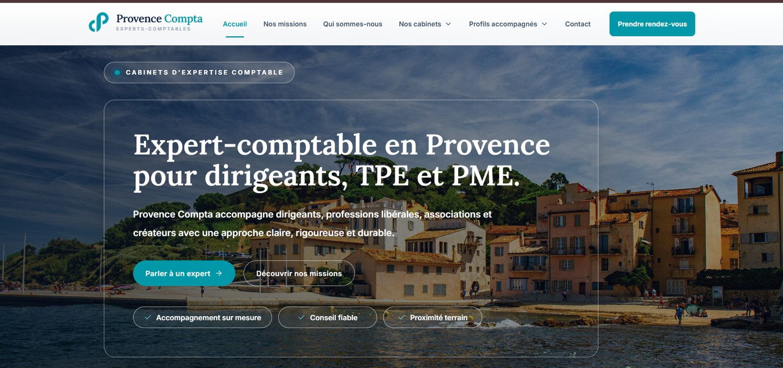 Aperçu du projet Provence Compta — Site vitrine multipage