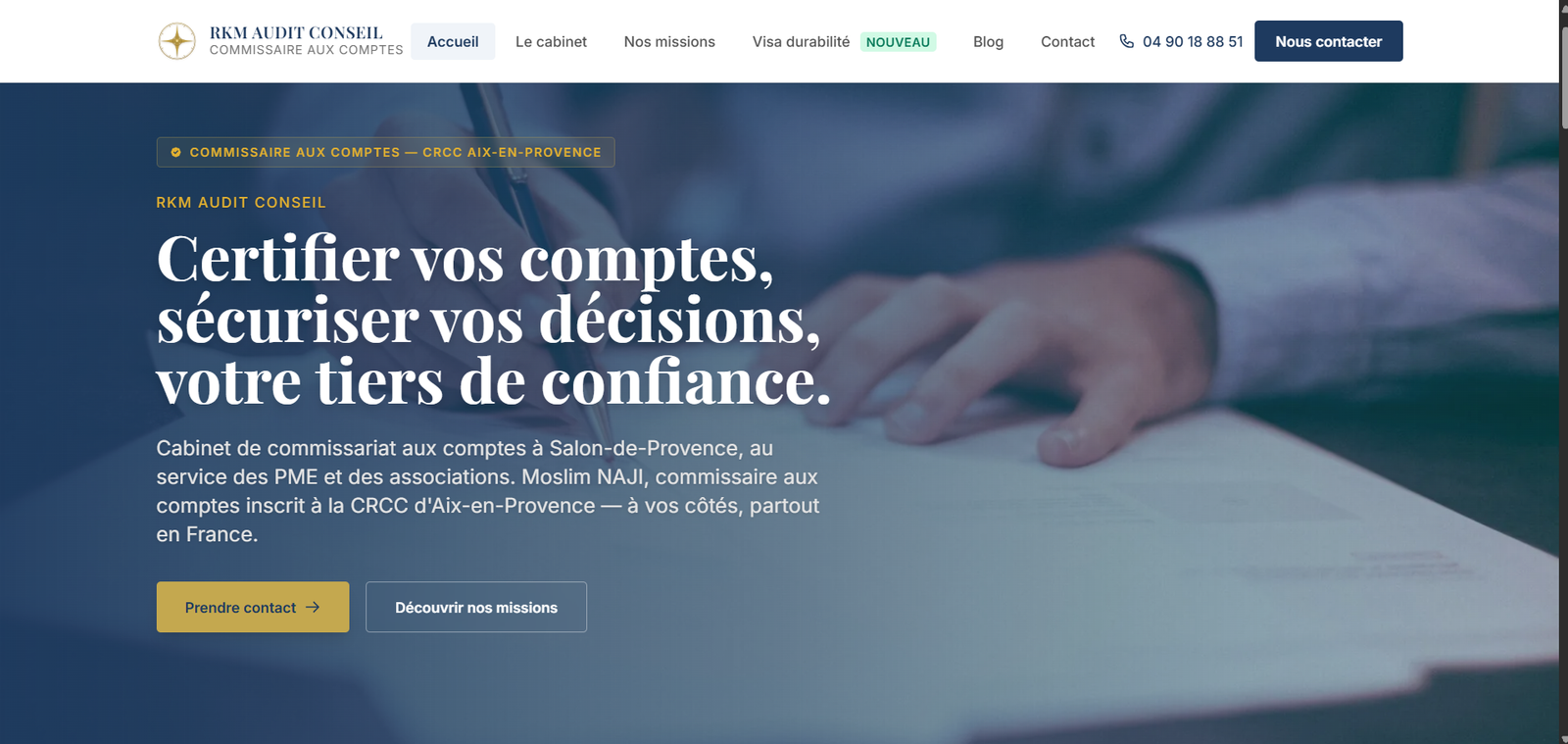 Aperçu du projet RKM Audit Conseil — Refonte de site web multipage